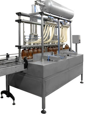 Аппарат автоматический, для розлива пенящихся газированных и негазированных напитков, 8-ми головочный, объем тары 0.5 - 2.0 л  производительностью 1200 бут/час